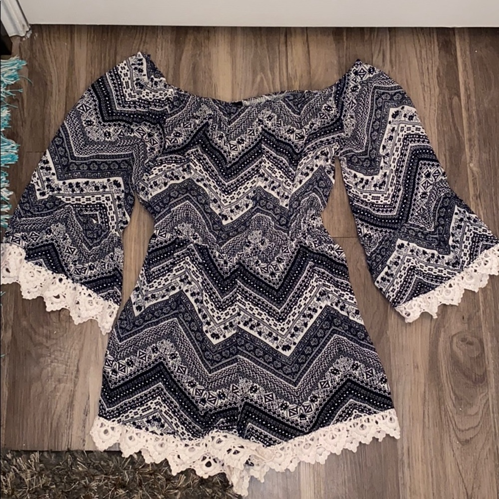 Navy blue off the shoulder romper